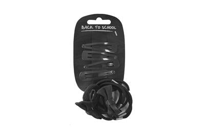 Black Bow Clips & Bobble Set