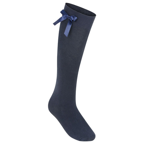 Navy Zeco Knee Length Bow Socks
