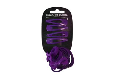 Purple Bow Clips & Bobble Set