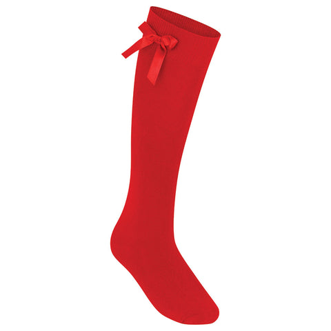 Red Zeco Knee Length Bow Socks