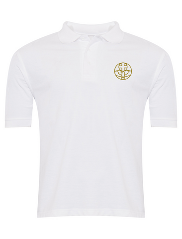 The Venerable Bede Academy White Summer Polo (Gold Badge)