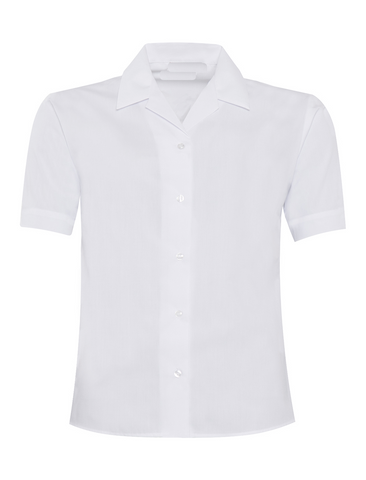 White Short Sleeve Revere Blouses