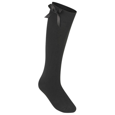 Black Zeco Knee Length Bow Socks
