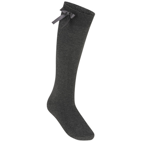 Grey (Zeco) Knee Length Bow Socks